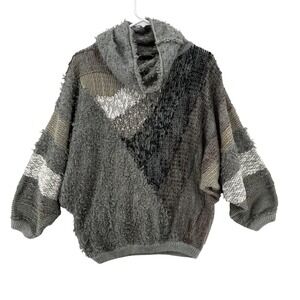 Vintage Answers by Riddles Sweater Womens Small Gray Shaggy Pullover 80s